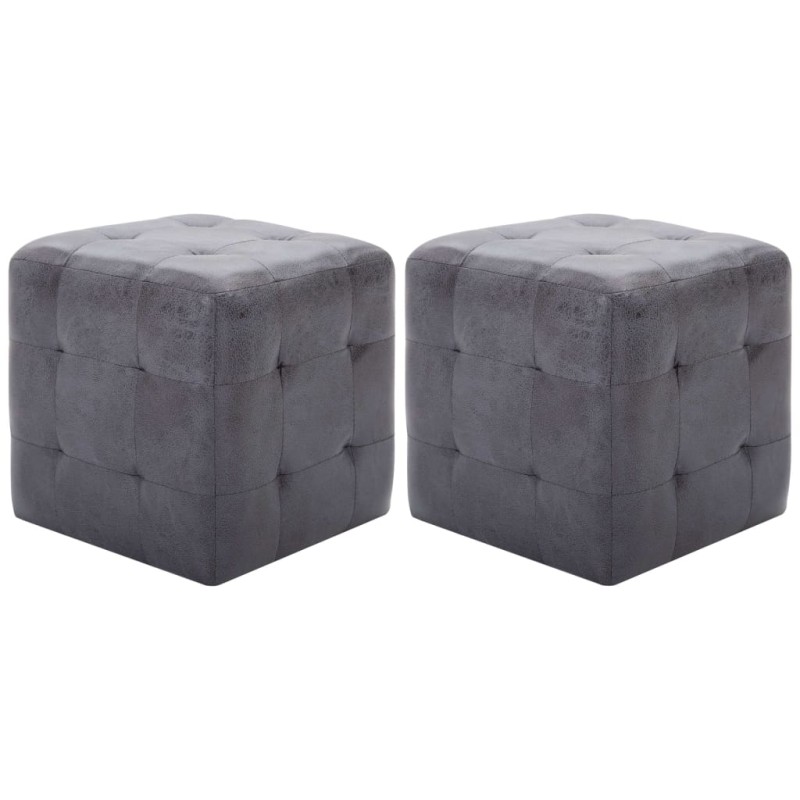 vidaXL Mesitas de noche 2 uds piel de ante artificial gris 30x30x30cm vidaXL Mesitas de noche 2 uds piel de ante artificial gris 30x30x30cm
