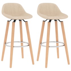 vidaXL Taburetes de cocina 2 unidades tela color crema