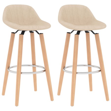 vidaXL Taburetes de cocina 2 unidades tela color crema