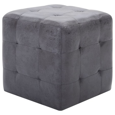 vidaXL Mesitas de noche 2 uds piel de ante artificial gris 30x30x30cm