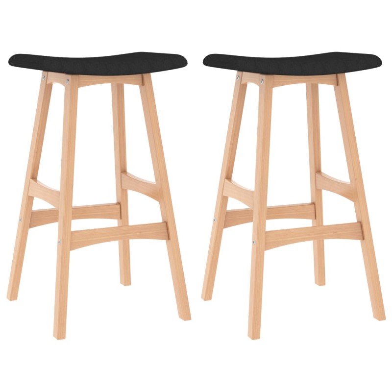 vidaXL Taburetes de cocina negros 2 unidades tela vidaXL Taburetes de cocina negros 2 unidades tela