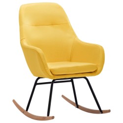 vidaXL Silla mecedora de tela amarilla mostaza