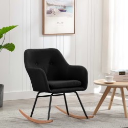 vidaXL Silla mecedora de tela negra