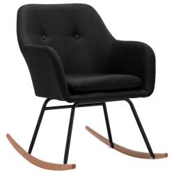 vidaXL Silla mecedora de tela negra