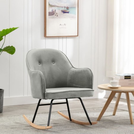 vidaXL Silla mecedora de terciopelo gris