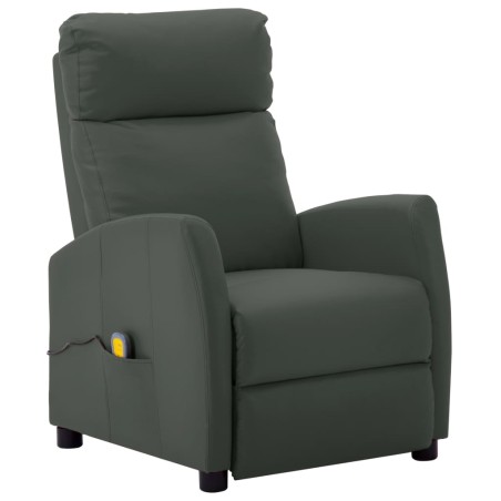 vidaXL Sillón de masaje de cuero sintético gris