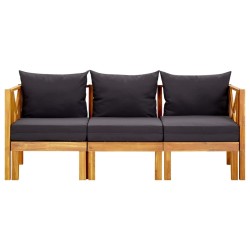 vidaXL Banco jardín 3 plazas con cojines madera maciza acacia 179 cm