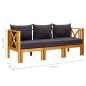 vidaXL Banco jardín 3 plazas con cojines madera maciza acacia 179 cm vidaXL Banco jardín 3 plazas con cojines madera maciza acacia 179 cm