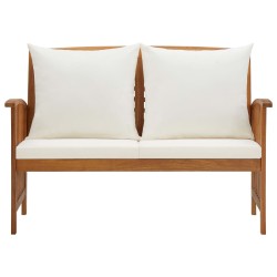 vidaXL Banco de jardín con cojines 119 cm madera maciza de acacia