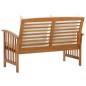 vidaXL Banco de jardín con cojines 119 cm madera maciza de acacia