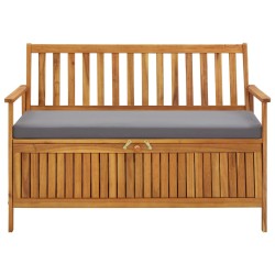 vidaXL Banco de almacenaje de jardín madera maciza acacia 120 cm