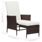 vidaXL Sillón reclinable de jardín con cojines ratán sintético marrón vidaXL Sillón reclinable de jardín con cojines ratán sintético marrón