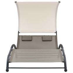 vidaXL Tumbona doble con toldo textilene gris taupe