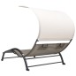 vidaXL Tumbona doble con toldo textilene gris taupe vidaXL Tumbona doble con toldo textilene gris taupe
