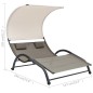 vidaXL Tumbona doble con toldo textilene gris taupe vidaXL Tumbona doble con toldo textilene gris taupe