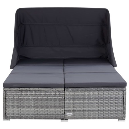 vidaXL Tumbona para 2 personas con cojín ratán sintético gris