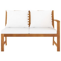 vidaXL Banco de jardín madera de acacia y cojines color crema 114,5 cm