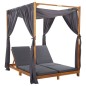vidaXL Tumbona doble con cortinas y cojines madera maciza de acacia vidaXL Tumbona doble con cortinas y cojines madera maciza de acacia