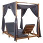 vidaXL Tumbona doble con cortinas y cojines madera maciza de acacia vidaXL Tumbona doble con cortinas y cojines madera maciza de acacia