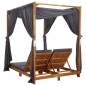 vidaXL Tumbona doble con cortinas y cojines madera maciza de acacia vidaXL Tumbona doble con cortinas y cojines madera maciza de acacia