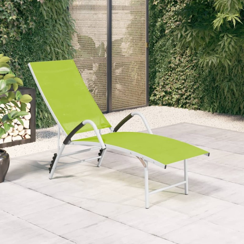 vidaXL Tumbona de textilene y aluminio verde vidaXL Tumbona de textilene y aluminio verde
