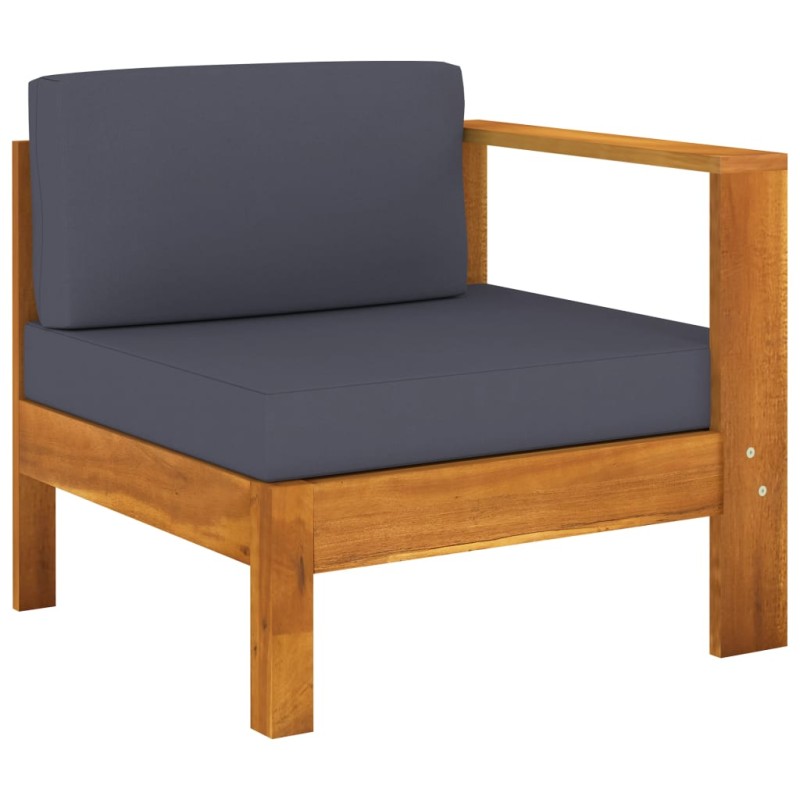vidaXL Sofá central con 1 reposabrazos madera acacia gris oscuro vidaXL Sofá central con 1 reposabrazos madera acacia gris oscuro