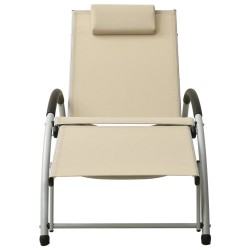vidaXL Tumbona con cojín de textilene crema