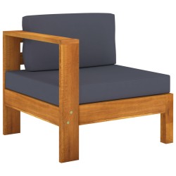 vidaXL Sofá central con 1 reposabrazos madera acacia gris oscuro