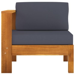vidaXL Sofá central con 1 reposabrazos madera acacia gris oscuro