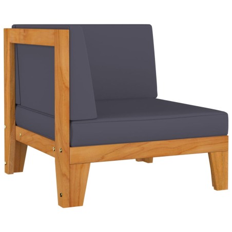 vidaXL Sofá de esquina seccional y cojines gris oscuro madera acacia