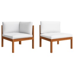 vidaXL Muebles de jardín 2 pzas con cojines madera maciza de acacia 