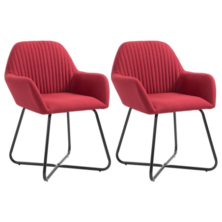 vidaXL Sillas de comedor 2 unidades tela color vino tinto