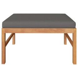 vidaXL Reposapiés con cojín gris oscuro madera maciza de teca