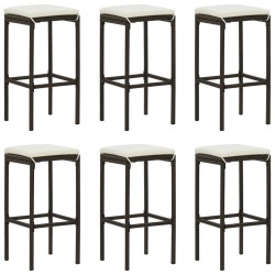 vidaXL Taburetes de cocina con cojines 6 uds ratán sintético marrón