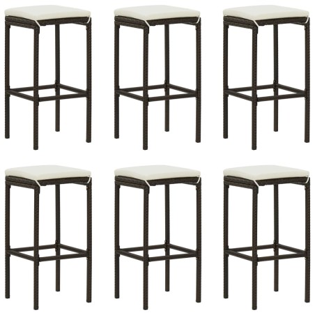 vidaXL Taburetes de cocina con cojines 6 uds ratán sintético marrón