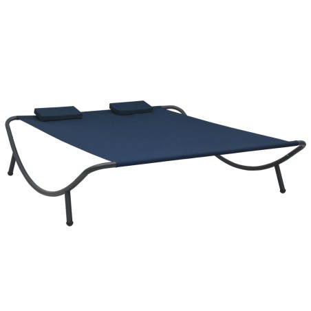 vidaXL Tumbona doble de exterior de tela azul