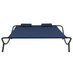 vidaXL Tumbona doble de exterior de tela azul