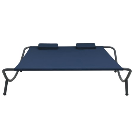 vidaXL Tumbona doble de exterior de tela azul