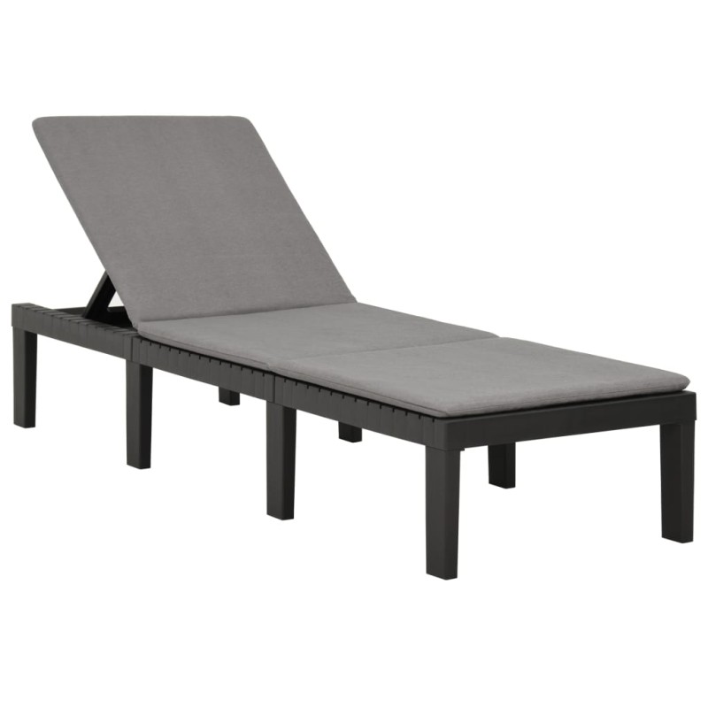 vidaXL Tumbona con cojín plástico gris antracita vidaXL Tumbona con cojín plástico gris antracita