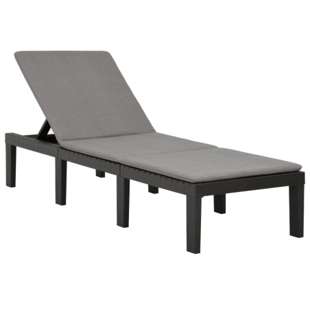 vidaXL Tumbona con cojín plástico gris antracita