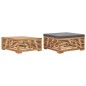 vidaXL Set de mesa reposapiés de jardín cojín gris oscuro madera teca vidaXL Set de mesa reposapiés de jardín cojín gris oscuro madera teca