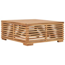 vidaXL Set de mesa reposapiés de jardín cojín gris oscuro madera teca