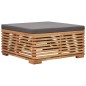 vidaXL Set de mesa reposapiés de jardín cojín gris oscuro madera teca vidaXL Set de mesa reposapiés de jardín cojín gris oscuro madera teca