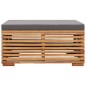 vidaXL Set de mesa reposapiés de jardín cojín gris oscuro madera teca vidaXL Set de mesa reposapiés de jardín cojín gris oscuro madera teca