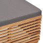 vidaXL Set de mesa reposapiés de jardín cojín gris oscuro madera teca vidaXL Set de mesa reposapiés de jardín cojín gris oscuro madera teca
