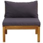 vidaXL Sofá seccional central con cojines gris oscura madera de acacia
