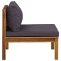 vidaXL Sofá seccional central con cojines gris oscura madera de acacia