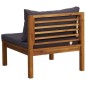 vidaXL Sofá seccional central con cojines gris oscura madera de acacia