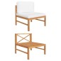 vidaXL Sofá central de madera maciza de teca con cojines crema vidaXL Sofá central de madera maciza de teca con cojines crema