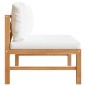 vidaXL Sofá central de madera maciza de teca con cojines crema vidaXL Sofá central de madera maciza de teca con cojines crema